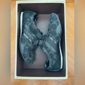 Coach Signature Women’s Jenny Black Mesh/Suede Flat Canvas Sneakers Size 6